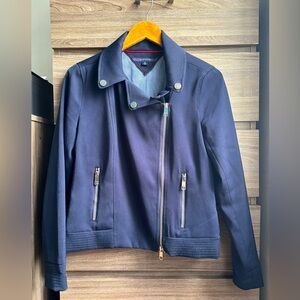 Tommy Hilfiger Women Navy Blue Moto Blazer Jacket Small
